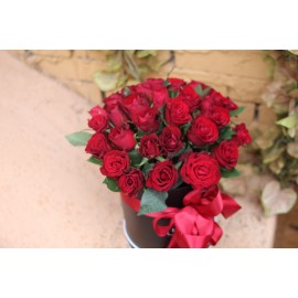 25 красных роз в коробке 