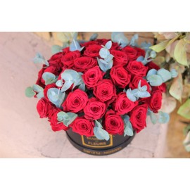 51 красная роза в коробке 